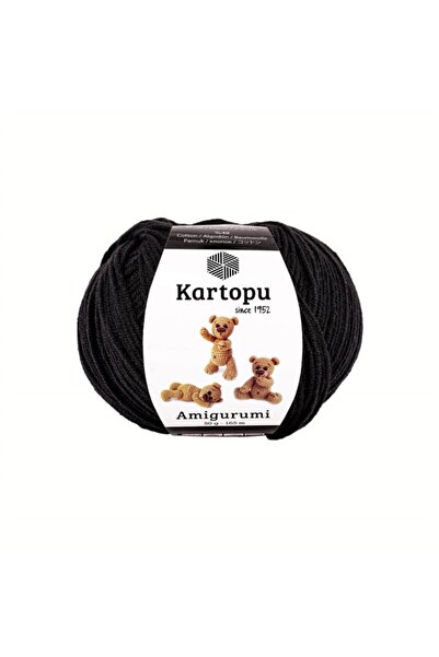 Kartopu Ață de tricotat pentru jucării din bumbac Amigurumi Negru K940 50 Gr