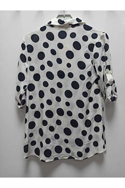 nk kids Folded Sleeves Polka Dot Viscose Girl's Shirt