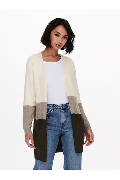 ONLY Onlqueen L/s Long Cardigan Knt Noos Basic Color Block Cardigan with Long Pockets