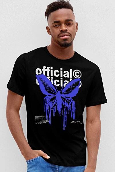 ROCKANDROLL Leptir crni kratki rukav muška T-shirt