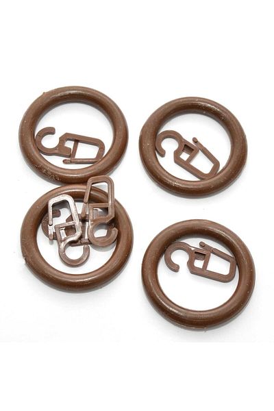 AR Rustic Curtain Ring and Clip Walnut Color - 10 Pieces