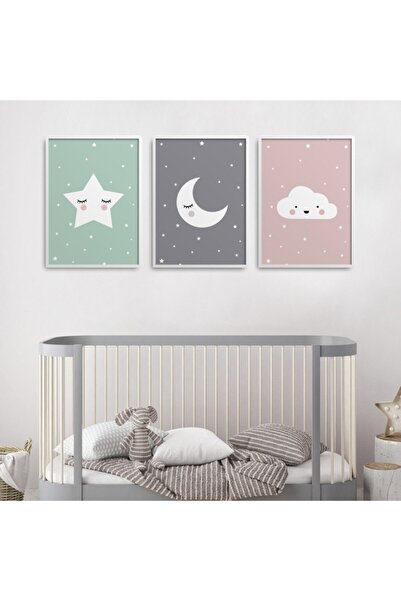 HOMEPACK Bela laminirana uokvirena dečija soba, set od 3 slika za decu - b20