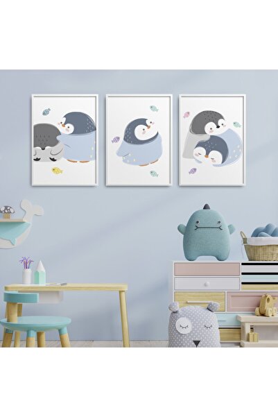 HOMEPACK Bela laminirana uokvirena dečija soba, set od 3 slika za decu - kids...