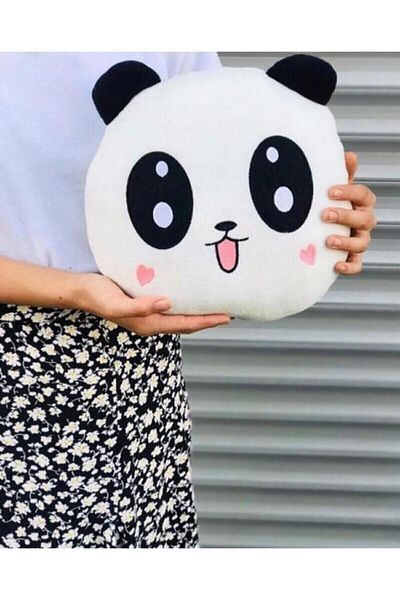 Bytfashion Cute Plush Pillow with Panda Figure and Heart Cheeks. Petite Baby Panda Design Decorative Pillow