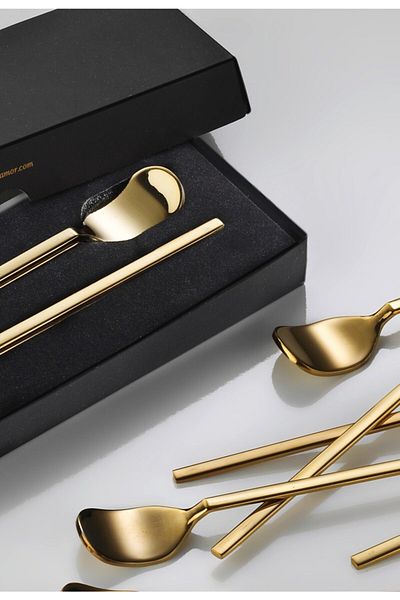 Tiamo Amor 12-Piece Shiny Gold Teaspoon - Steel 18/10