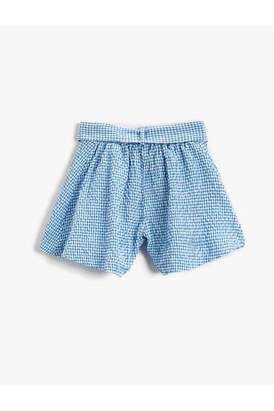 Koton Gingham Patterned Shorts with Belt