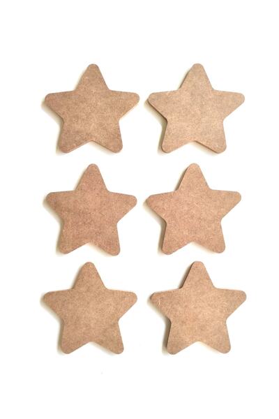 DEKOLOBİ 6'lı Mini Yıldız Seti / Ham Mdf Boyanabilir Obje 10 Cm