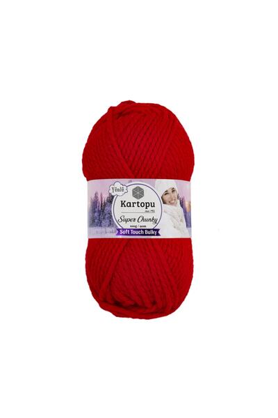 Kartopu Super Chunky K160 Bayrak Kırmızı Kalın Kışlık Yünlü El Örgü Ipliği 100 Gr