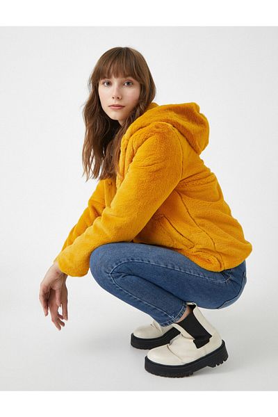 Koton Faux Fur Zipper Coat
