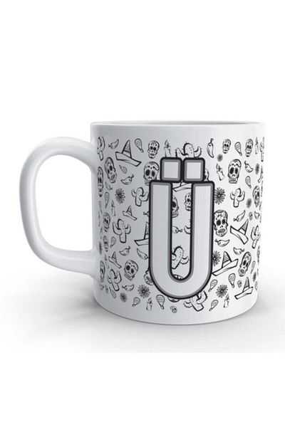 Rock'n Fox U Letter Skull Mexico Skull Design Letter Mug Cup