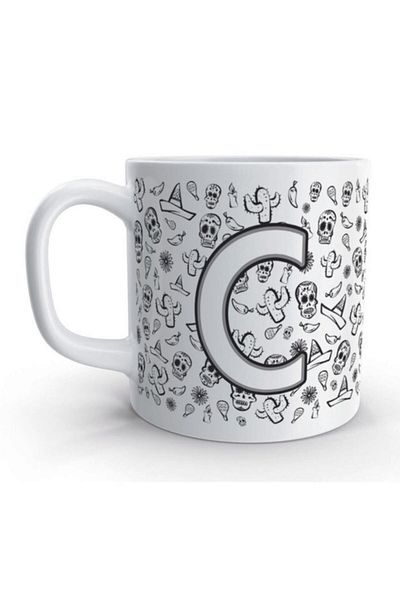 Rock'n Fox Letter C Skull Mexico Skull Design Letter Mug Cup