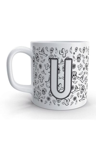 Rock'n Fox Letter U Skull Mexico Skull Design Letter Mug Cup