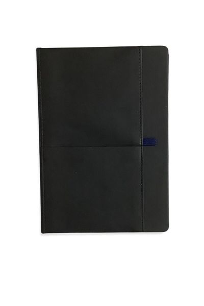 blume Acar Travel Book 15*21 Cm 256 Pages Special Pocket Striped Black-Navy Blue Notebook