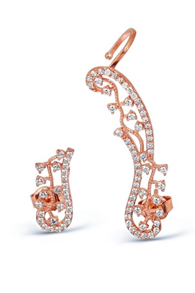 Argentum Concept 925 Ayar Gümüş Zirkon Taşlı Rose Küpe - K021701