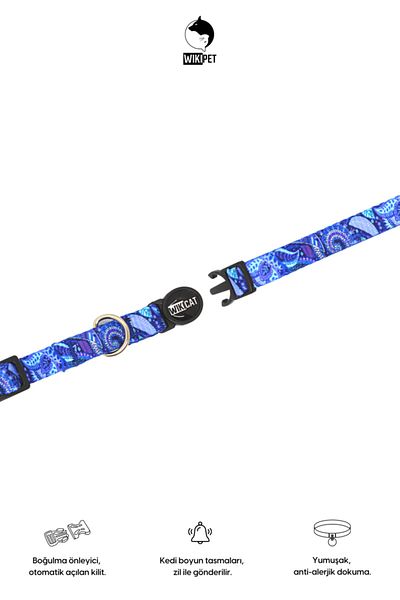 Wikicat Periwinkle Cat Collar with Anti-Choking Lock and Bell Gift