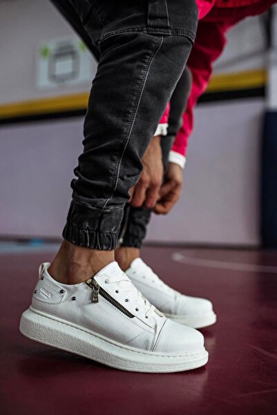 Mida Shoes Casual White Leather Men's Sneakers