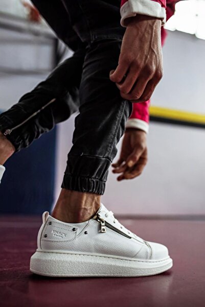 Mida Shoes Casual White Leather Men's Sneakers