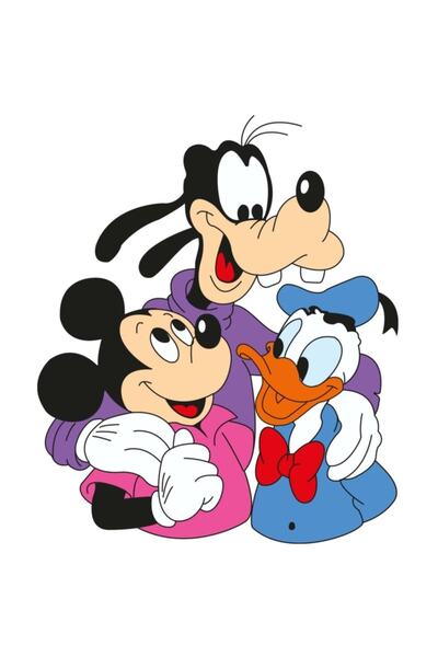 Sepet Yıldızı Goofy Donald Duck Mickey Mouse Duvar Sticker 50x70 Cm