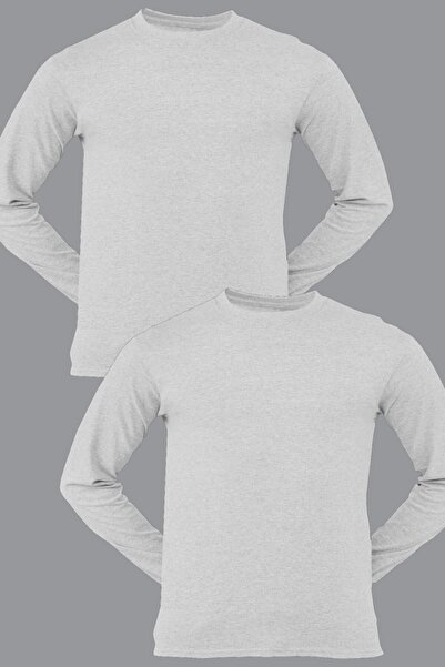 ROCKANDROLL Απλό γκρι μακρυμάνικο γυναικείο μπλουζάκι Eco Πακέτο 2