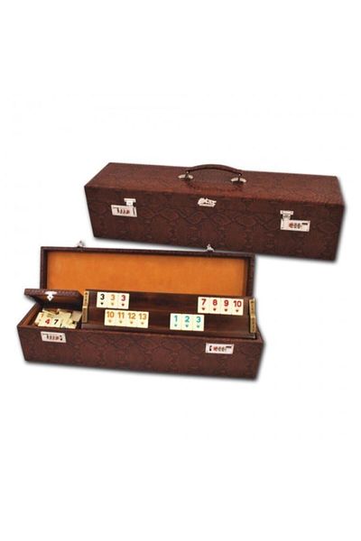 Star Oyun Aletleri Star Elite Okey 1St Class Wooden Leather Bag and Combination Lock Suit