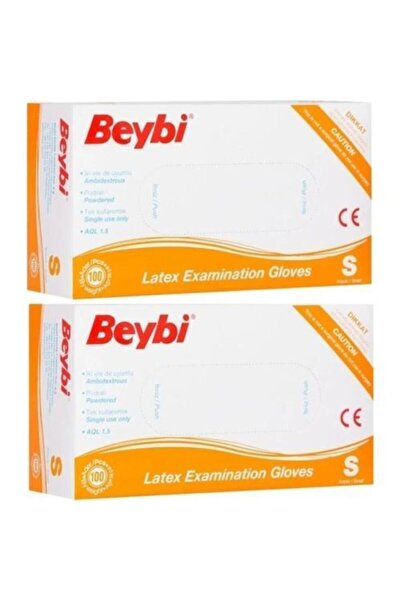 Beybi قفازات الفحص لاتكس صغيرة الحجم 100 عبوة 2 عبوة