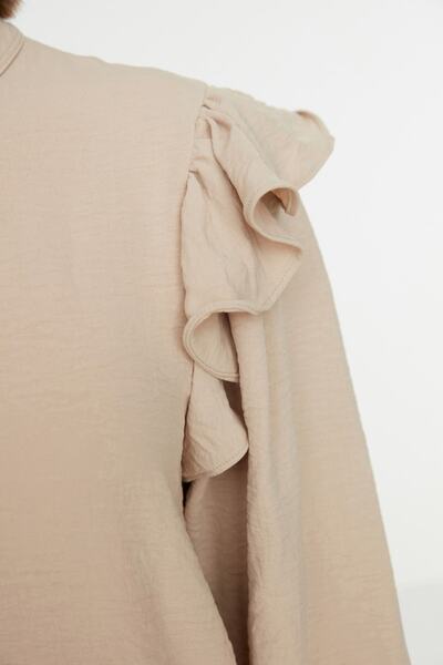 Trendyol Modest Stone Judge Collar Frill Detailed Woven Shirt TCTSS22GO0107