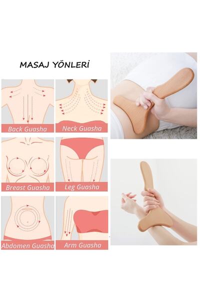3 Selülit Giderici Ahşap Masaj Aleti Ve Akapunktur El Yapımı Lenf Drenaj % 100 Doğal