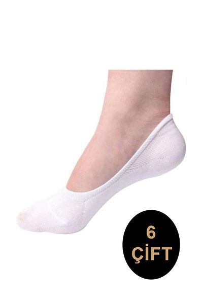 Meguca Socks Unisex βαμβακερές λευκές κάλτσες μπαλαρίνας 6 ζευγάρια