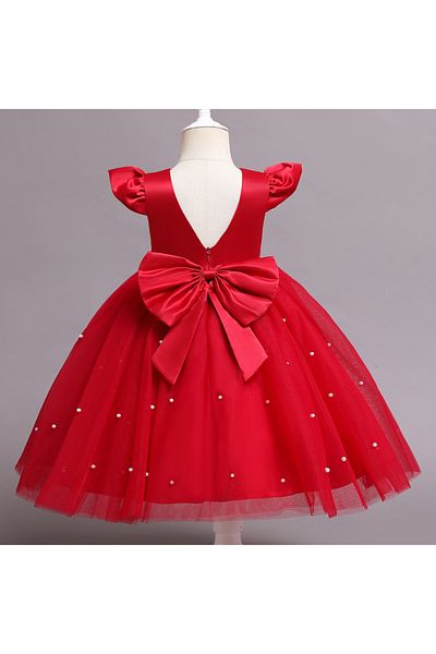 NSM Kidslife Red Girl's Dress with Ribbon Detail