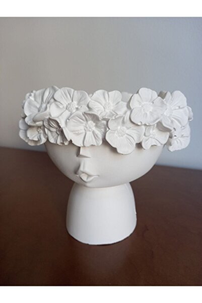 Genel Markalar Dekoratif Çiçekli Kız Saksı Boyasız