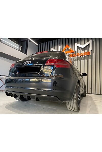 NamTuning Audi A3 Difüzör 2009-2012 Arka Ek Parlak Siyah Sol Çiftli Çıkış