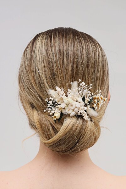 Turkuaz Saç Aksesuarı Kuru Çiçekten