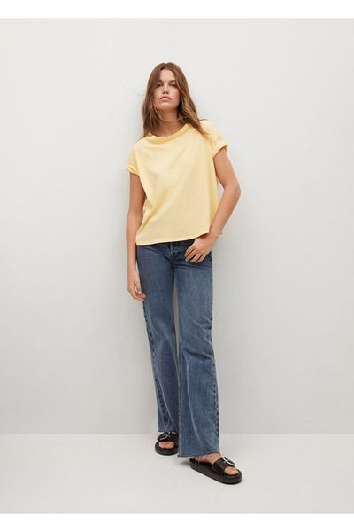 MANGO Woman Tricou galben casual Koton de damă