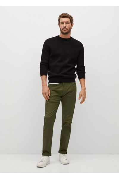 MANGO Man Ανδρικό τζιν χακί παντελόνι Serj Slim Fit