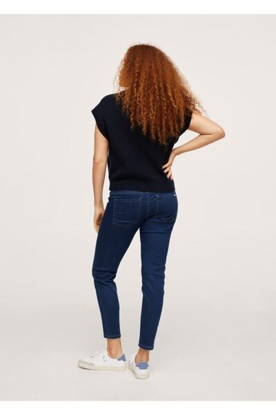 MANGO Woman Kadın Koyu Mavi Yüksek Bel Jean Pantolon