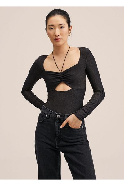 MANGO Woman Shiny Fabric Bodysuit