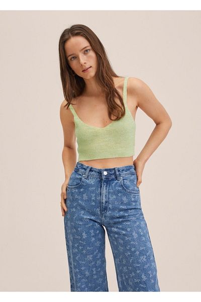 MANGO Woman Kurzes Strickoberteil