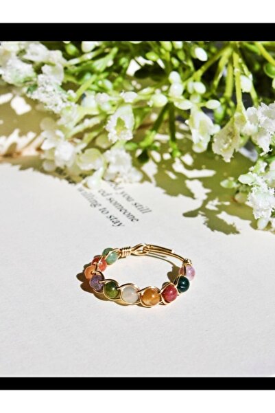 Mıçı takı silver خاتم مصنوع يدويًا من حجر العقيق المختلط بتصميم خاص من الحجر الطبيعي