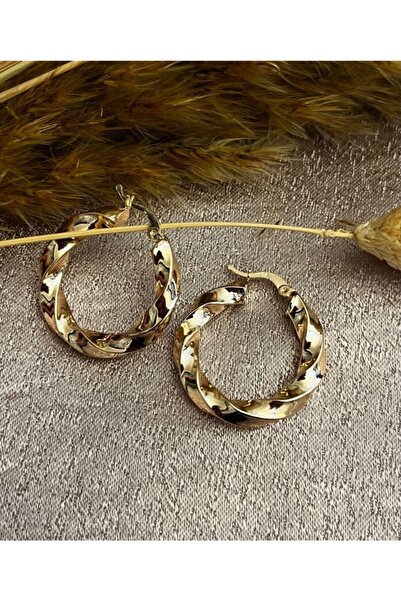 Markiz Takı Gold Burgu Halka Küpe 2.5 cm