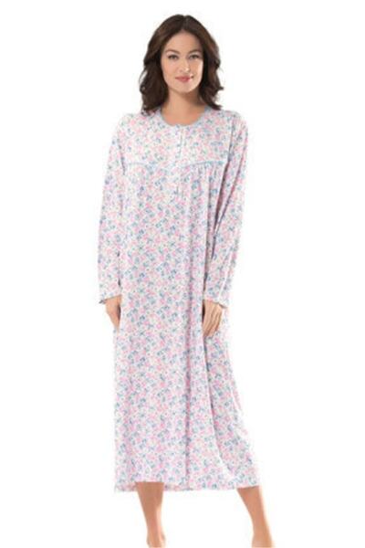 Nacar Kışlık Pazenli Battal Robalı Çicekli Boydan Anne Gecelik Pijama