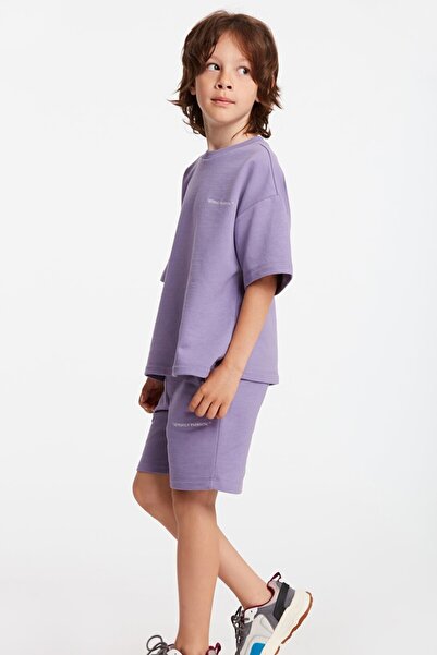 GRIMELANGE Bogota Örme Comfort Fit Eşofman Takımı Nakışlı/işlemeli Mor Yuvarlak Yaka