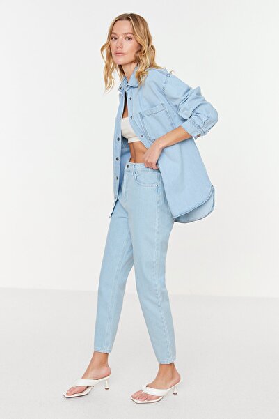 Trendyol Collection Džínová modrá košile - TWOSS22GO0185