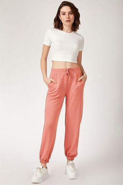 AQE FASHION Pantaloni de trening cu elastic elastic pentru femei, roz