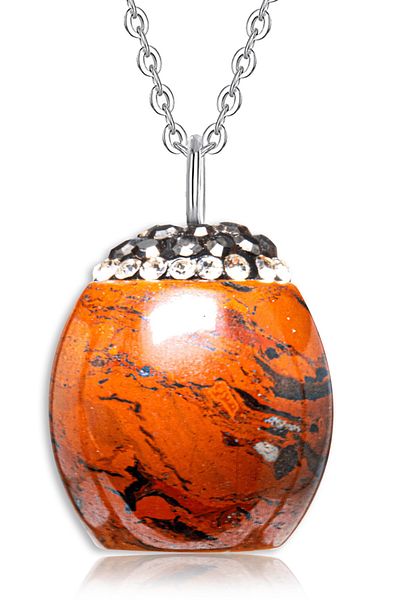 Tesbih Atölyesi Jasper Stone Necklace - Natural Brown Patterned