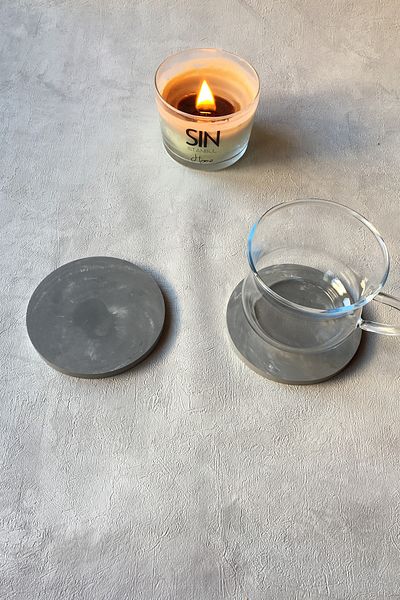 sin istanbul Set of 2 Gray Marble Pattern Coasters Concrete