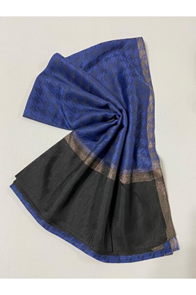 Arwella 30% Silk Goose Feet Patterned Women's Sax Shawl