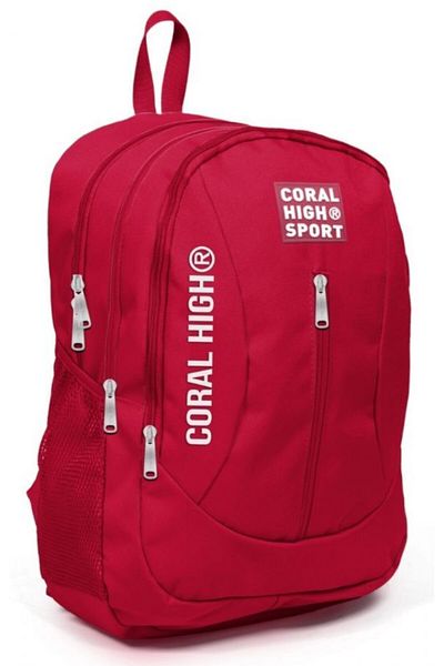 Coral High Sport Red School and Daily Backpack - Four Compartments - With USB and Aux Socket