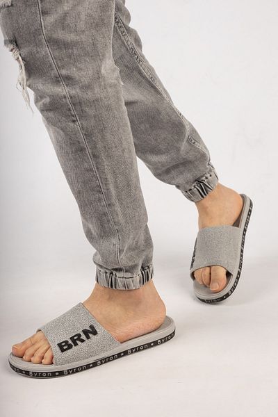 StWenn Men's Gray Non-Slip Slippers Soft Silicone Sole Beach Slippers