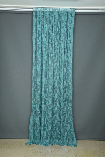 AKÇA TEKSTİL Sword Model Petrol Green Color Single Wing Ready Planted Pleated Background Curtain 75*260 Cm