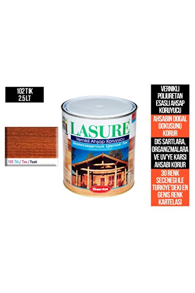 Senta Lasure Ahşap Koruyucu Vernik 2.5 Lt 102 Tik (PİNOTEKS VERNİK)